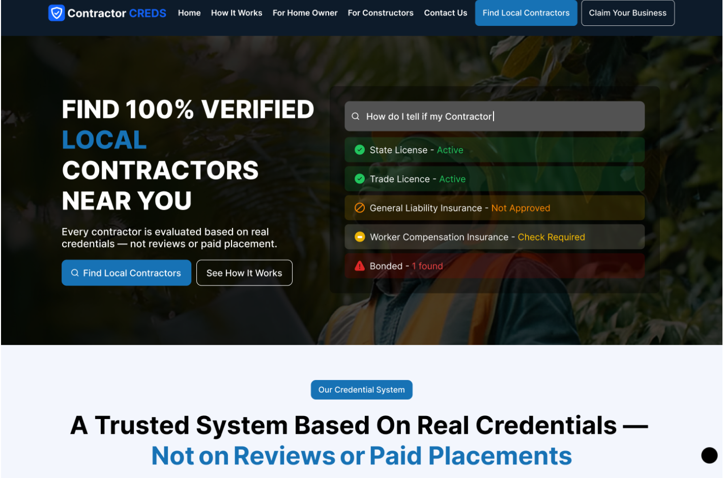 Contractor CREDS website