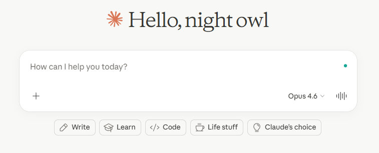 Claude AI calling Hussain a Night Owl